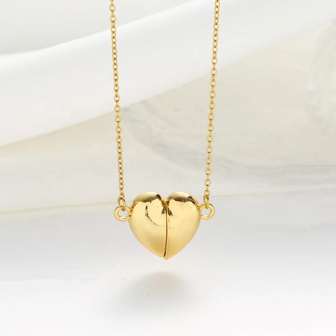 Magnetic Couple's Heart Necklace - Matching "Together Forever" Friendship & Relationship Pendant