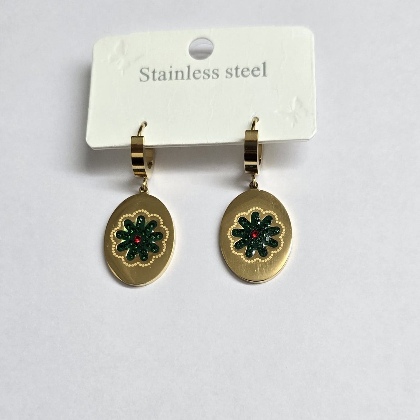 Floral Oval Drop Earrings