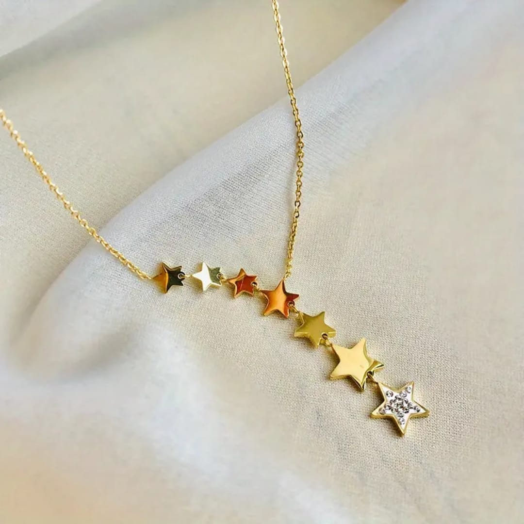 Celestial Gradient Star Necklace – Multitone Shine