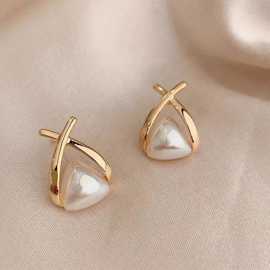 Elegant Gold-Plated Triangular Stud Earrings
