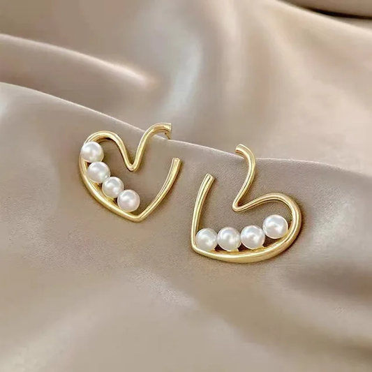 Heart Pearl Korean Stud Earrings