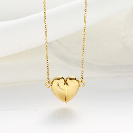 Magnetic Couple's Heart Necklace - Matching "Together Forever" Friendship & Relationship Pendant