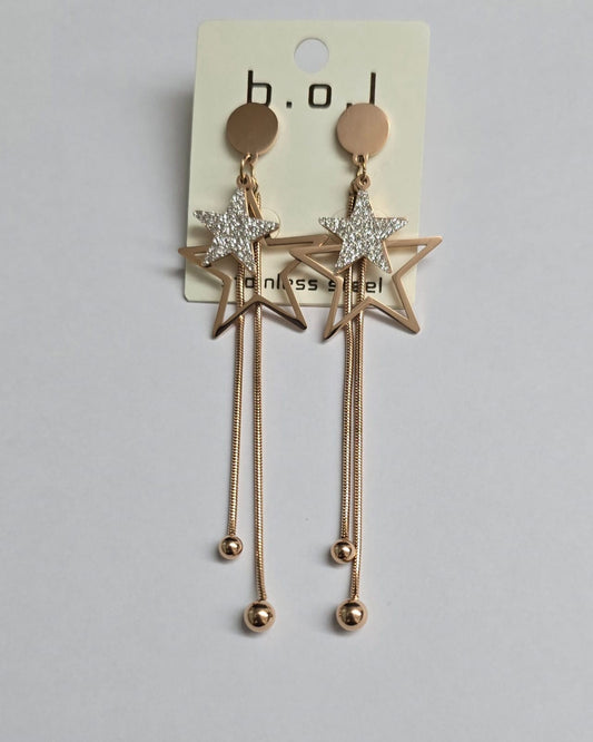 Sparkling Star Drop Earrings