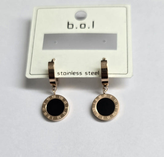 Roman Numeral Disc Earrings