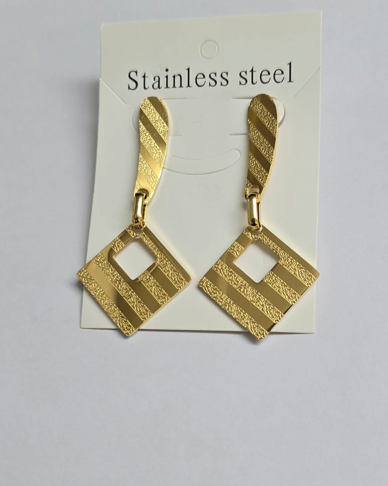 Elegant Gold-Tone Stainless Steel Drop Earrings