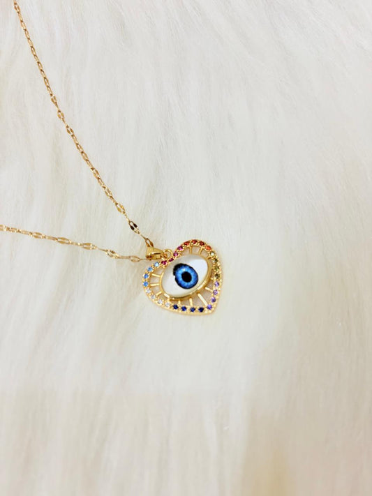 Meaningful Evil Eye Heart Necklace - Gift of Protection & Love | Stainless Steel Charm for Her